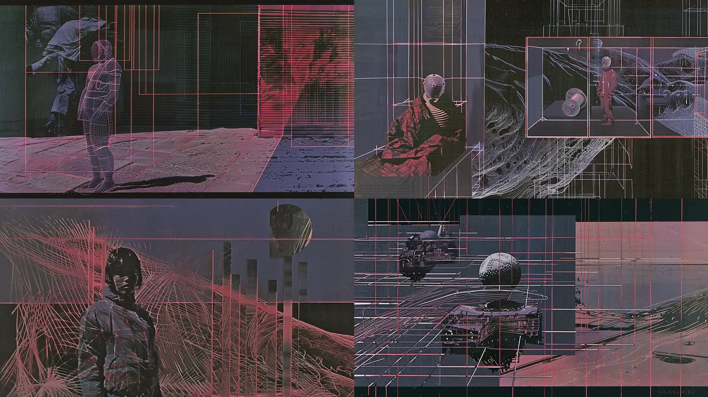 Cybernetic Dreamscape: A Fusion of Digital Grunge and Neon Noir - Midjourney sref style
