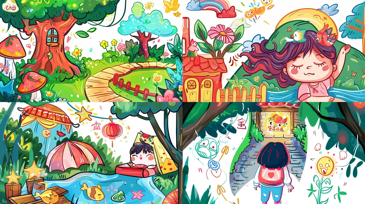 Whimsical Garden of Cartoonish Delights - Midjourney sref style