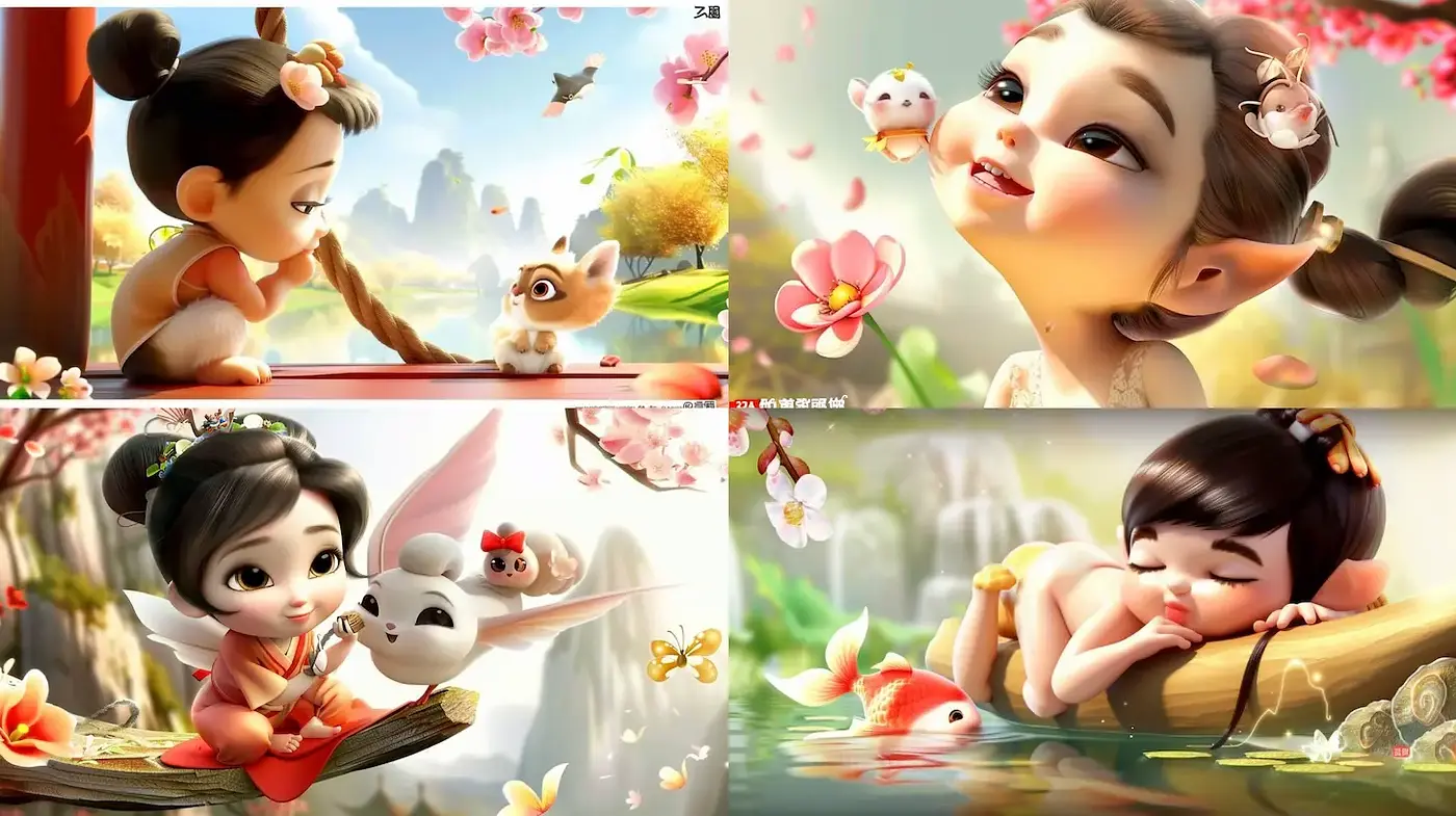 Enchanting and Whimsical Childlike Art Style with Nature Themes - Midjourney sref style