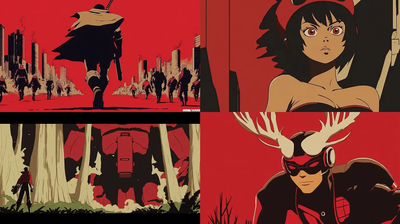 Stylized Graphic Novel Expression with Bold Red Influence - Midjourney sref style