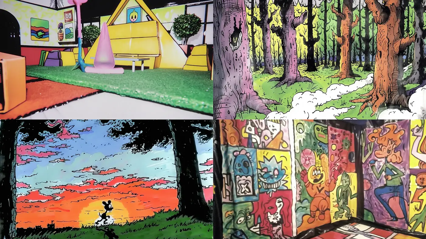 Vividly Rendered Comic-Inspired Landscapes and Interiors - Midjourney sref style