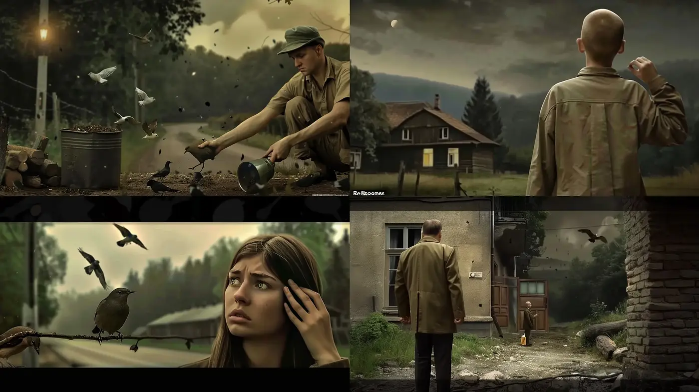 Melancholic Serenity in Earthy Hues: A Cinematic Exploration of Solitude and Reflection - Midjourney sref style
