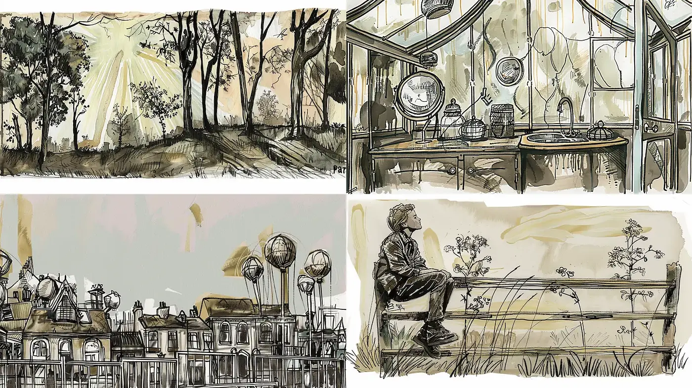 Ethereal Illustrations with a Vintage Touch and Poetic Essence - Midjourney sref style