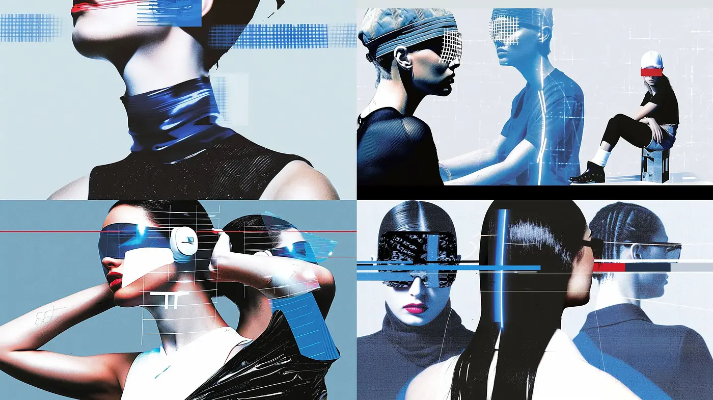 Futuristic Synthesis: Cybernetic Elegance Meets Glitch Aesthetic - Midjourney sref style