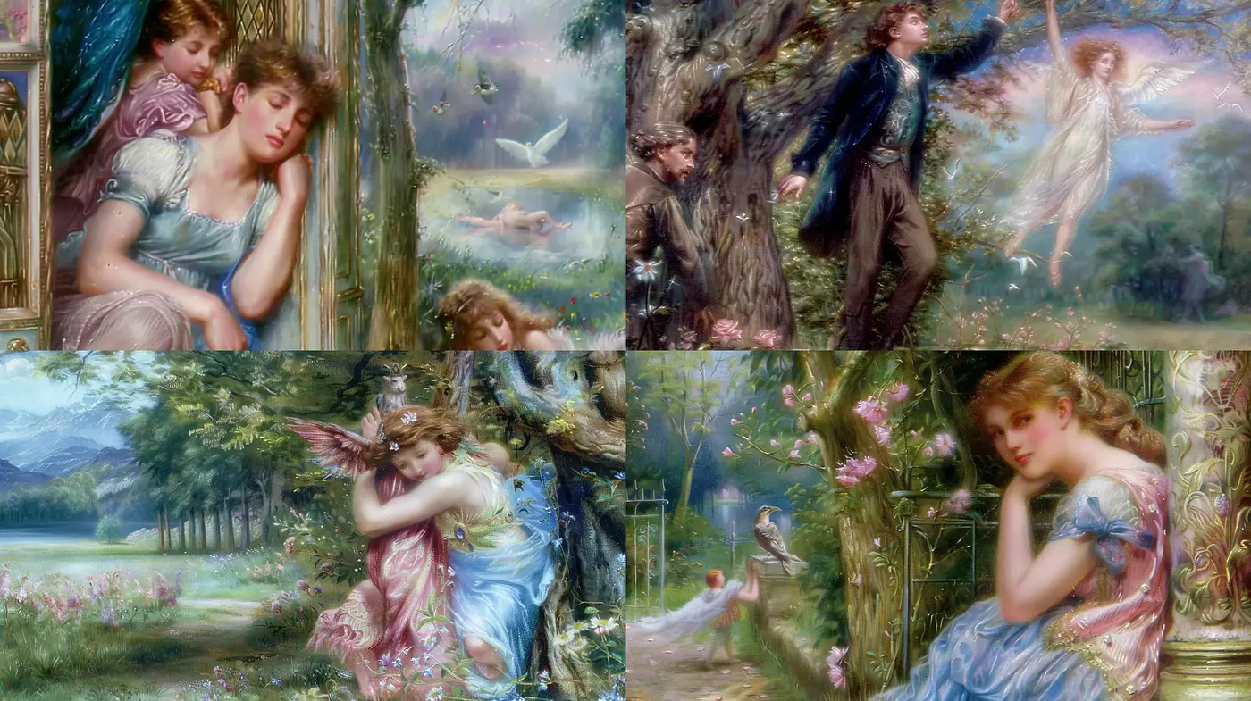 Enchanted Victorian Dreamscapes in Pastel Tones - Midjourney sref style
