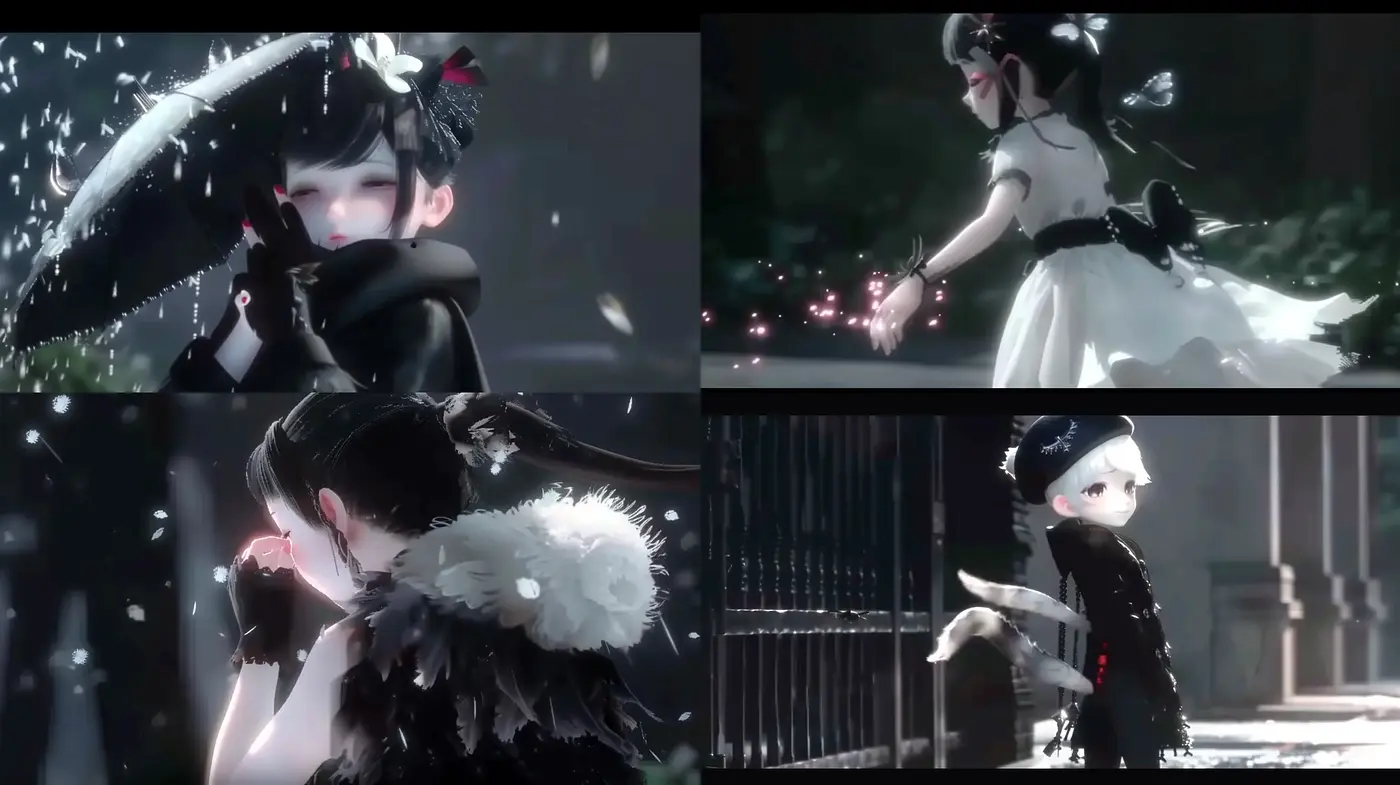 Monochromatic Elegance with a Touch of Anime - Midjourney sref style