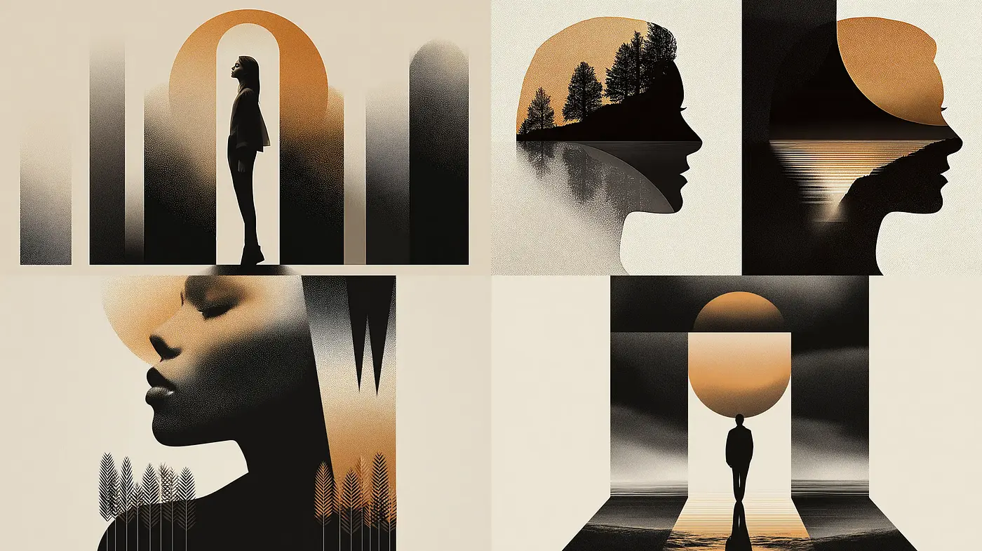 Modern Silhouette Art with Minimalist Landscape Integration - Midjourney sref style