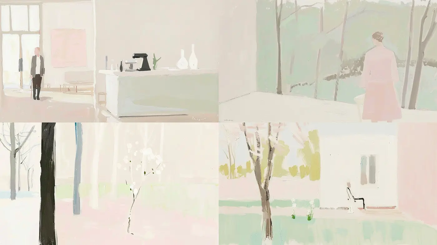 Whispered Serenity: A Softly Saturated Modernist Tableau - Midjourney sref style