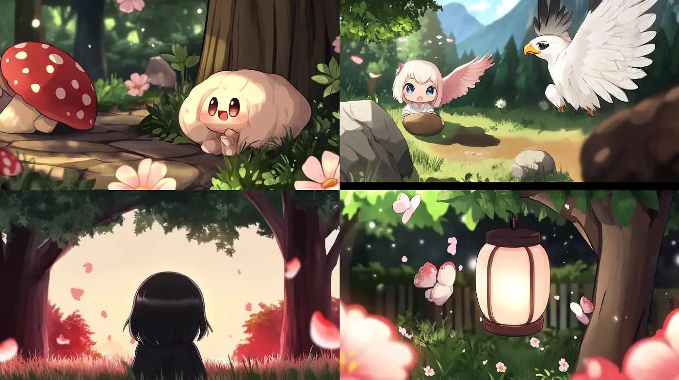 Enchanted Forest Whispers: A Harmony of Anime Inspirations and Pastel Dreams - Midjourney sref style