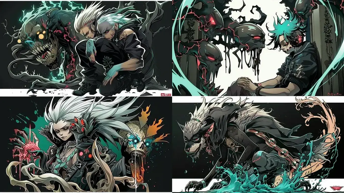 Dynamic and Darkly Expressive Fantasy Art with Graphic Novel Influence - Midjourney sref style