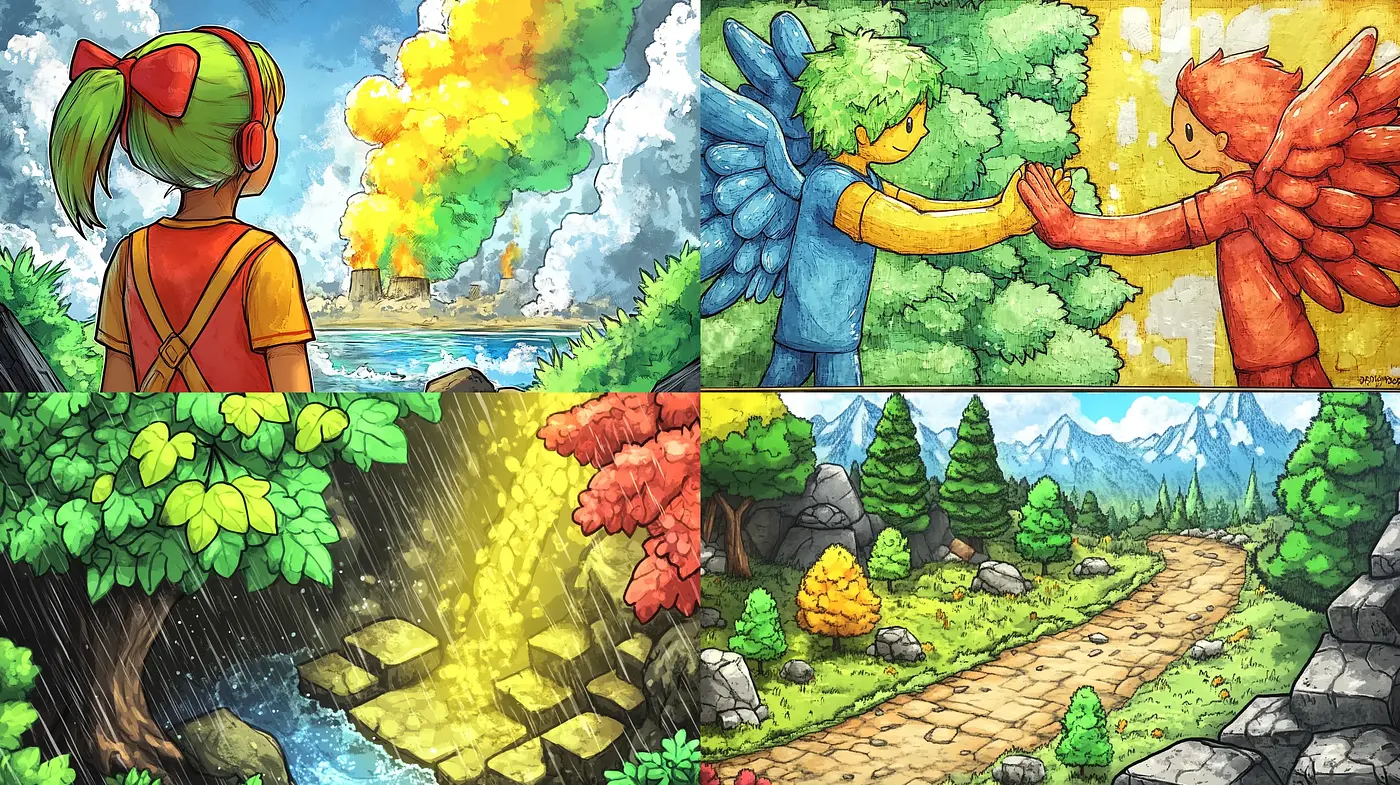 Vivid Storybook Journey: A Consistent Tapestry of Fantasy Colors and Textures - Midjourney sref style