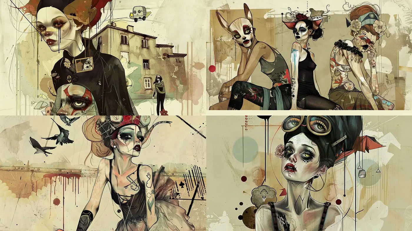 Stylized Steampunk Elegance with Surreal Overtones - Midjourney sref style