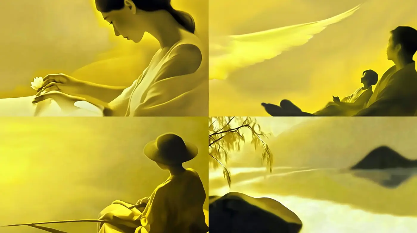 Ethereal Golden Haze - A Study of Light and Serenity in Art - Midjourney sref style