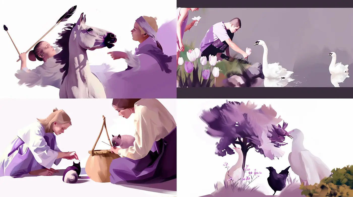 Serene Pastel Brushwork Vignettes - Midjourney sref style