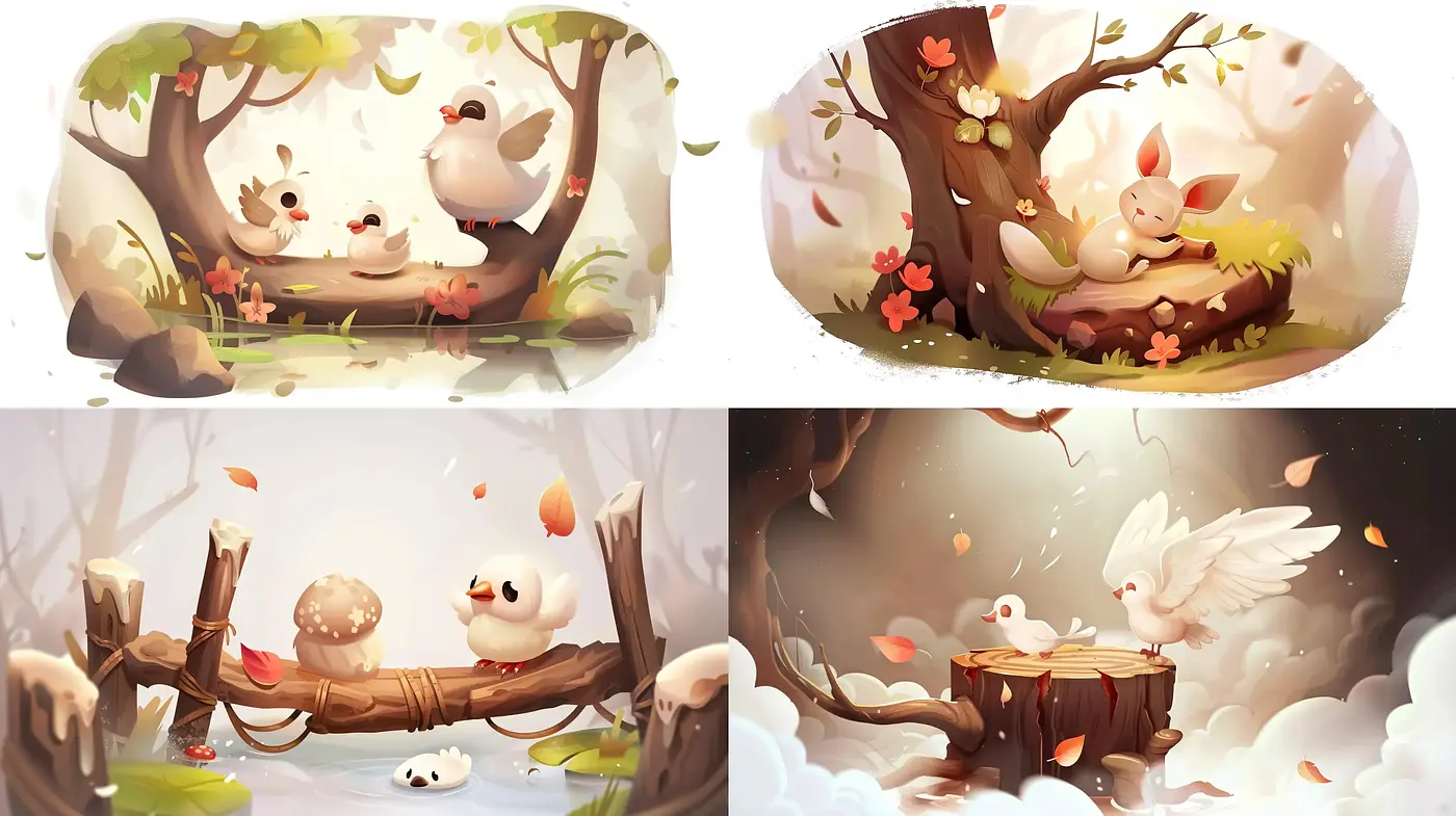 Whimsical Woodland Harmony: A Softly Lit Storybook Journey - Midjourney sref style