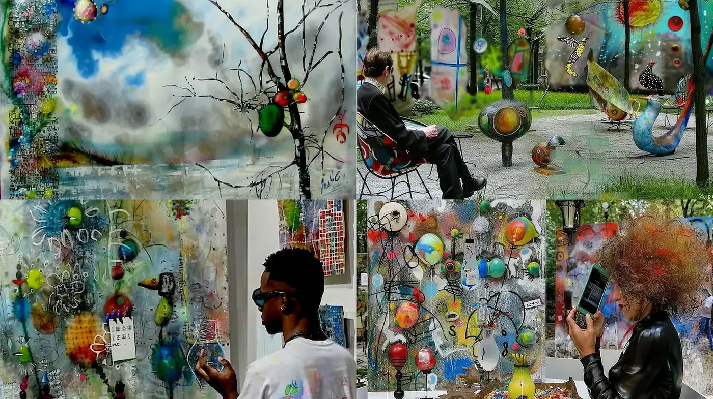 Eclectic and Vibrant Urban Artistic Fusion with Surrealist Elements - Midjourney sref style