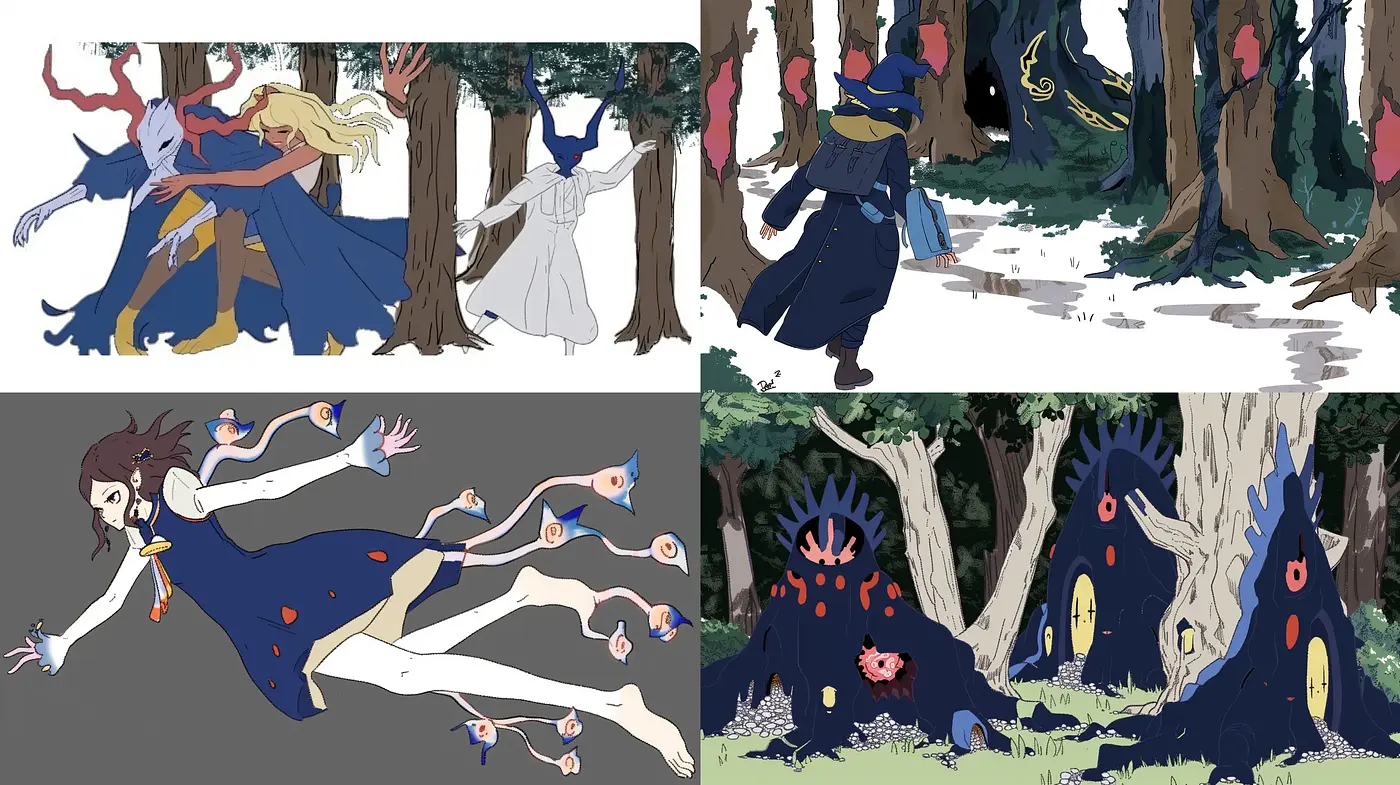 Enchanted Forest Whimsy: A Homage to Fantasy Anime Illustrations - Midjourney sref style