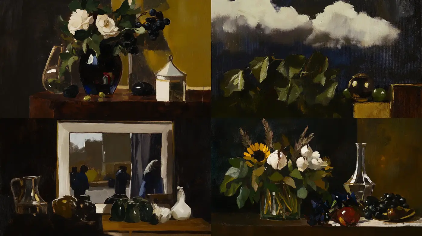 Sombre Elegance in Monochromatic Melancholia - Midjourney sref style
