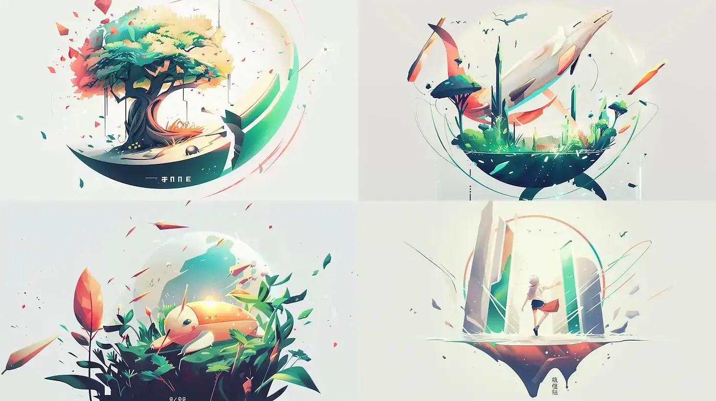 Ethereal and Whimsical Nature Illustrations with Consistent Visual Elements - Midjourney sref style