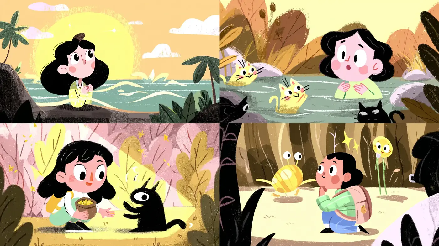 Playful and Whimsical Illustrations with a Cartoon Aesthetic - Midjourney sref style