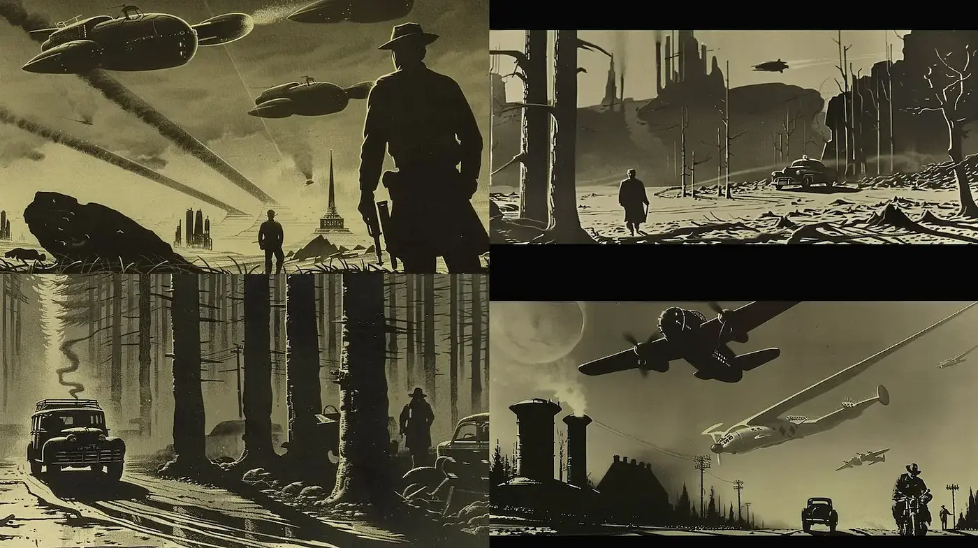 Retro Futurism with a Cinematic Atmosphere - Midjourney sref style