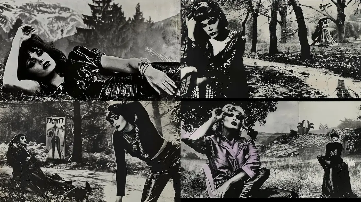 Moody Noir Aesthetic with a Vintage Glamorous Touch - Midjourney sref style
