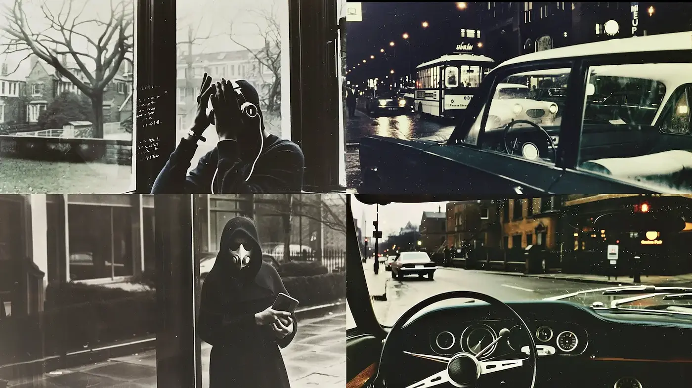 Mysterious Urban Noir Aesthetic with Vintage Undertones - Midjourney sref style