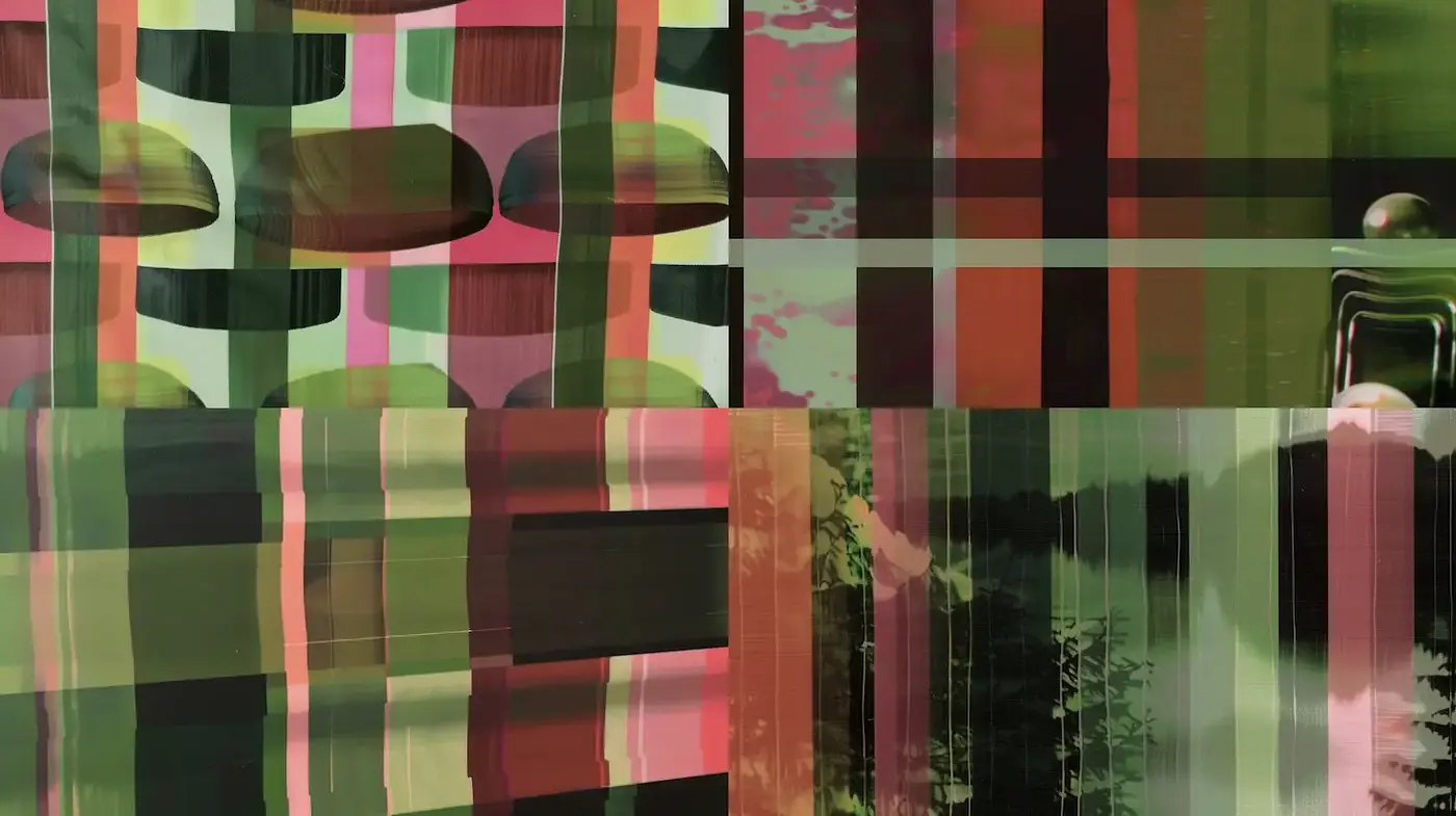 Vibrant Abstract Textural Layers with Organic Forms - Midjourney sref style