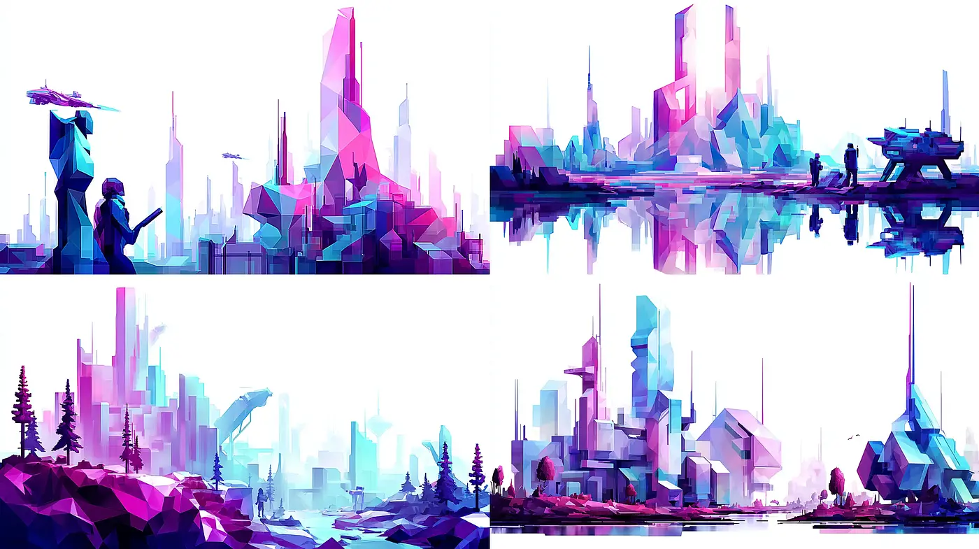 Vividly Fragmented Landscapes with Surreal Dimensions - Midjourney sref style