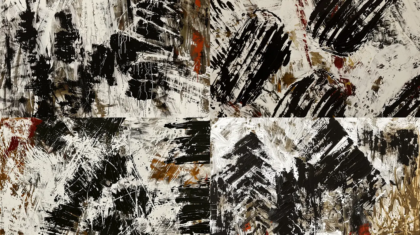 Abstract Expressionist Flourishes with Gritty Textural Complexity - Midjourney sref style