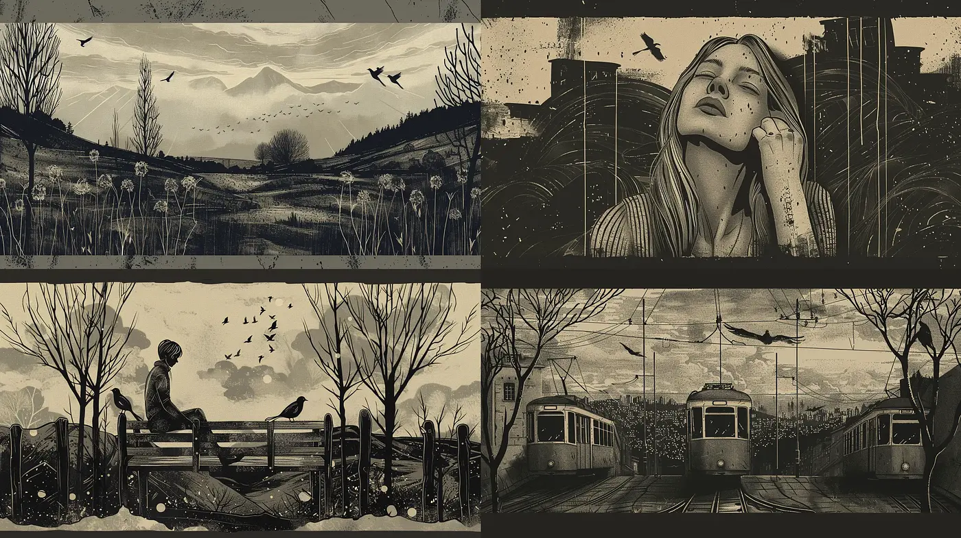 Melancholic Sepia Impressions: An Homage to Stylized Monochromatic Art - Midjourney sref style