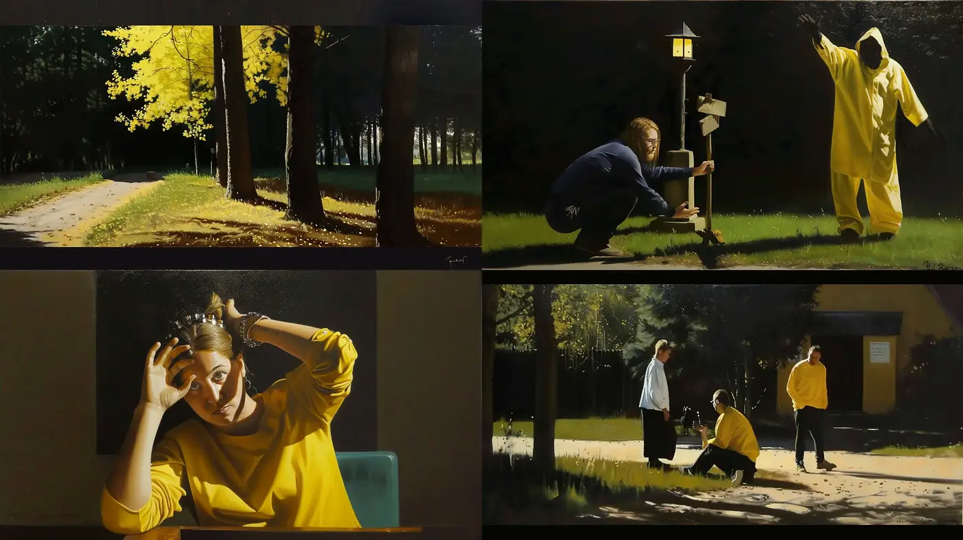 Luminous Autumnal Hues in Contemporary Realism - Midjourney sref style