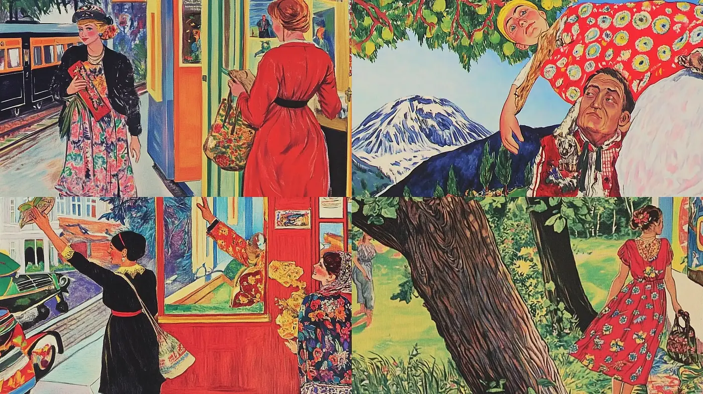 Vibrant Expressions of Folk Storytelling in Paint - Midjourney sref style