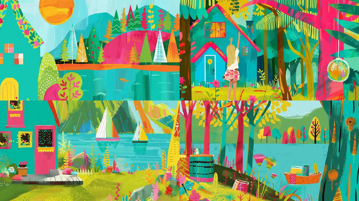 Vibrant Storybook Illustrations with Whimsical Nature Themes - Midjourney sref style