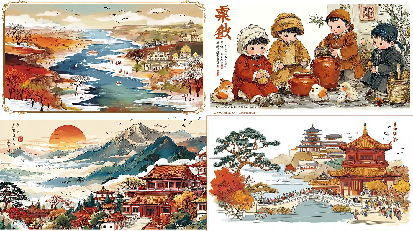 Charming and Whimsical Illustrations Evoking a Timeless Cultural Essence - Midjourney sref style