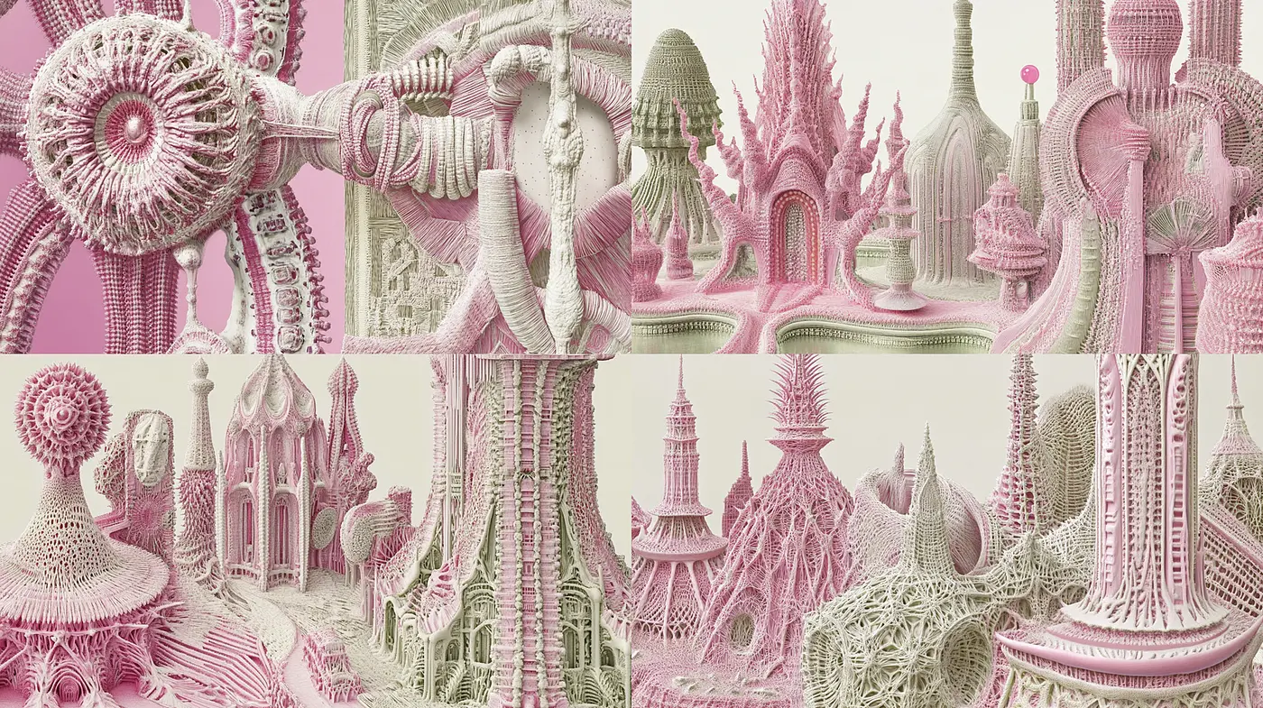 Intricate and Organic Architectural Designs with a Whimsical Quality - Midjourney sref style