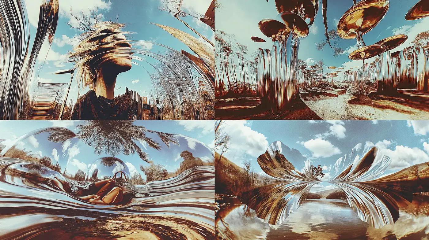 Surreal and Distorted Landscapes with Fluid Forms - Midjourney sref style