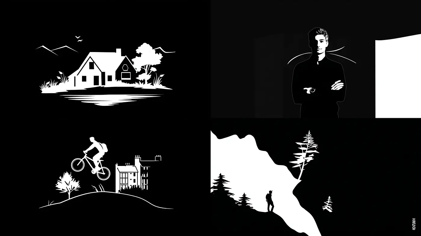 Dynamic and minimalist monochrome aesthetics with a narrative flair - Midjourney sref style