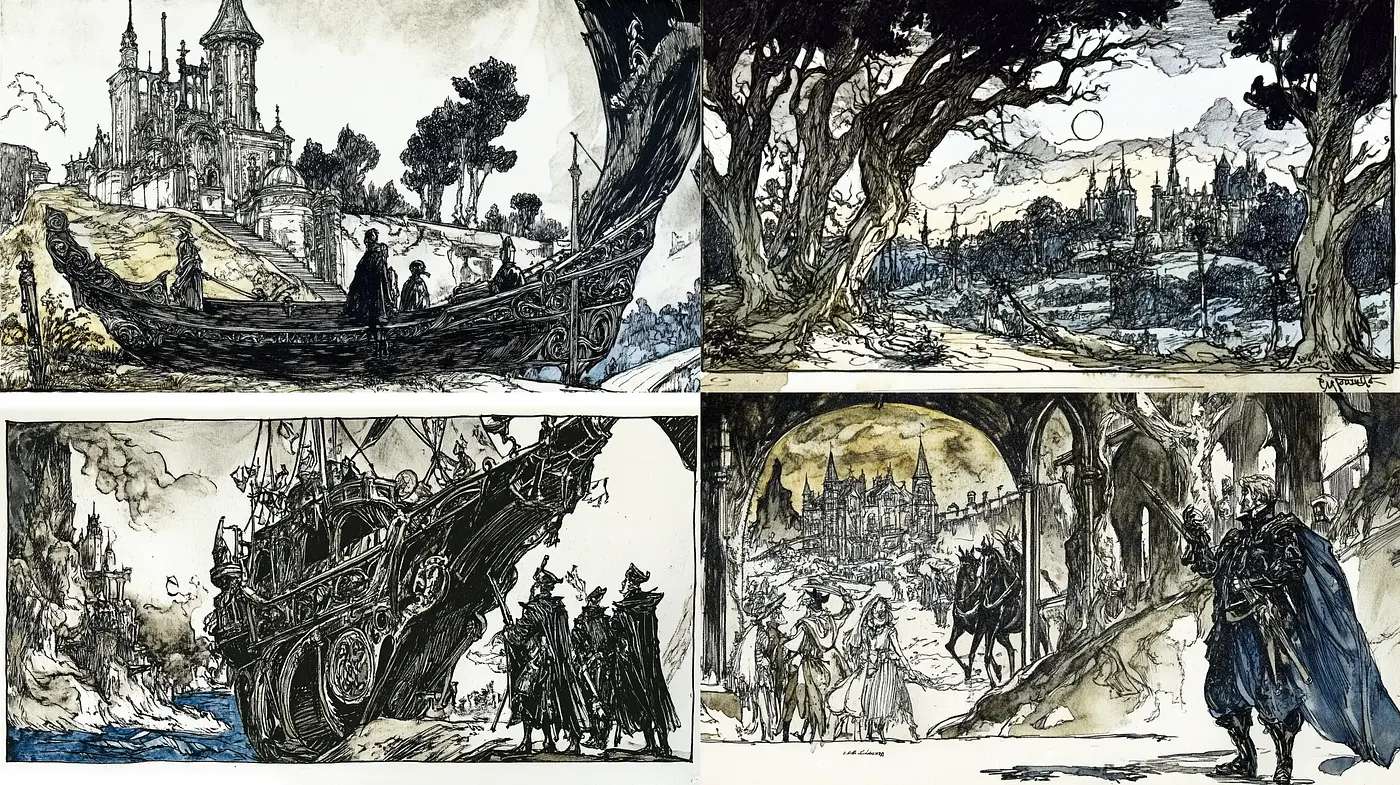 Gothic Inspirations with a Luminous Sepia Palette - Midjourney sref style