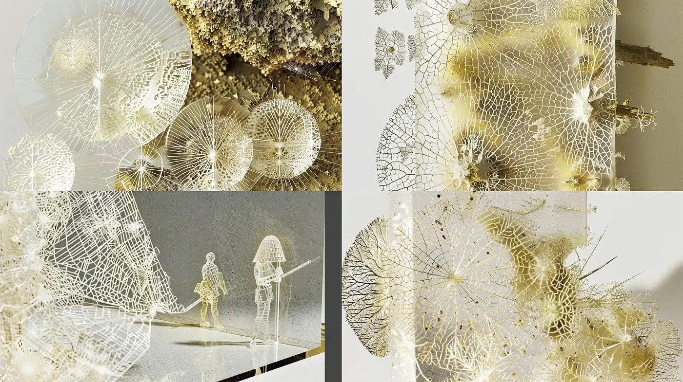 Ethereal Lattice: A Harmony of Gossamer Threads in Art - Midjourney sref style