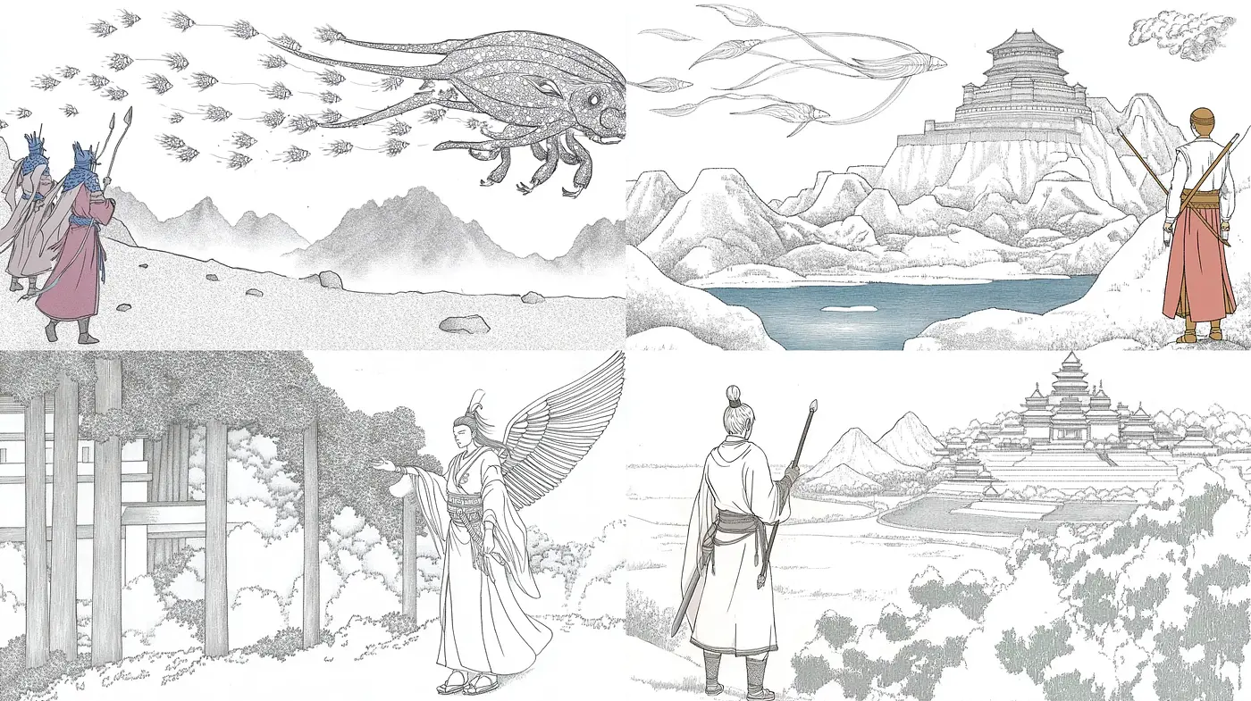 Ethereal Monochromatic East Asian Ink Wash Landscapes - Midjourney sref style