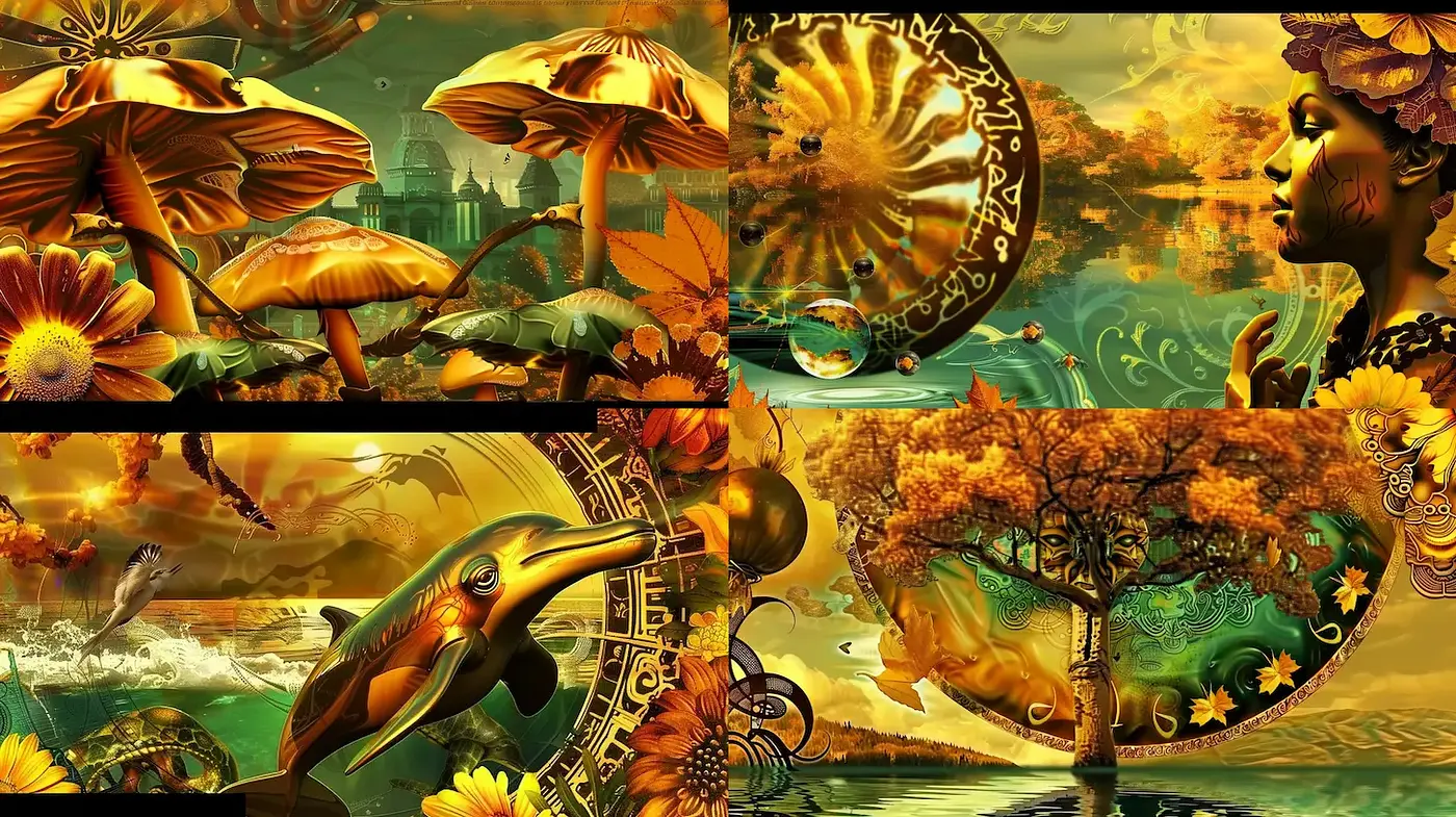 Surreal Nature Fusion with Vibrant Glow - Midjourney sref style
