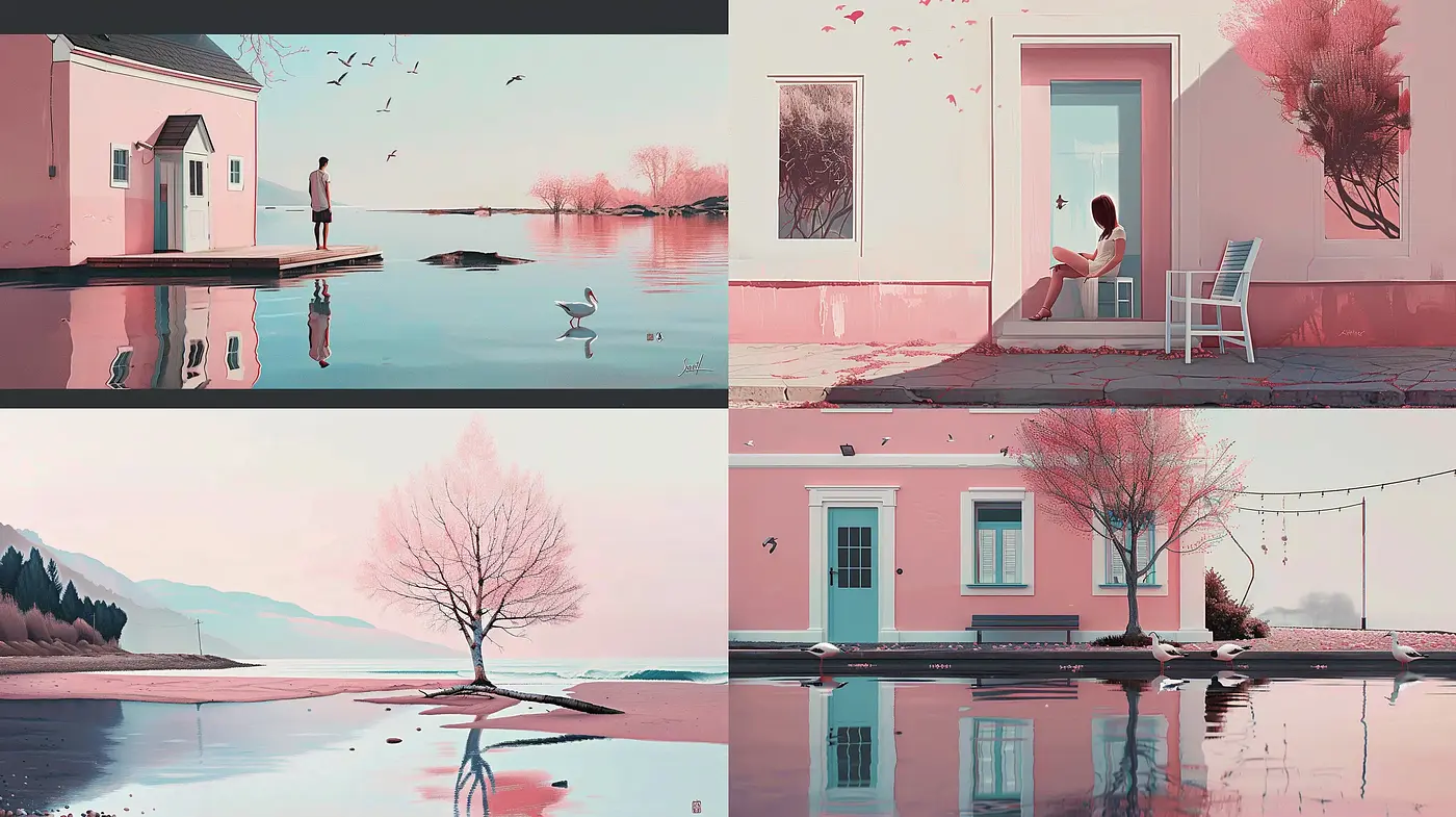 Serene Pastel Reverie: A Fusion of Tranquility and Minimalist Aesthetics - Midjourney sref style