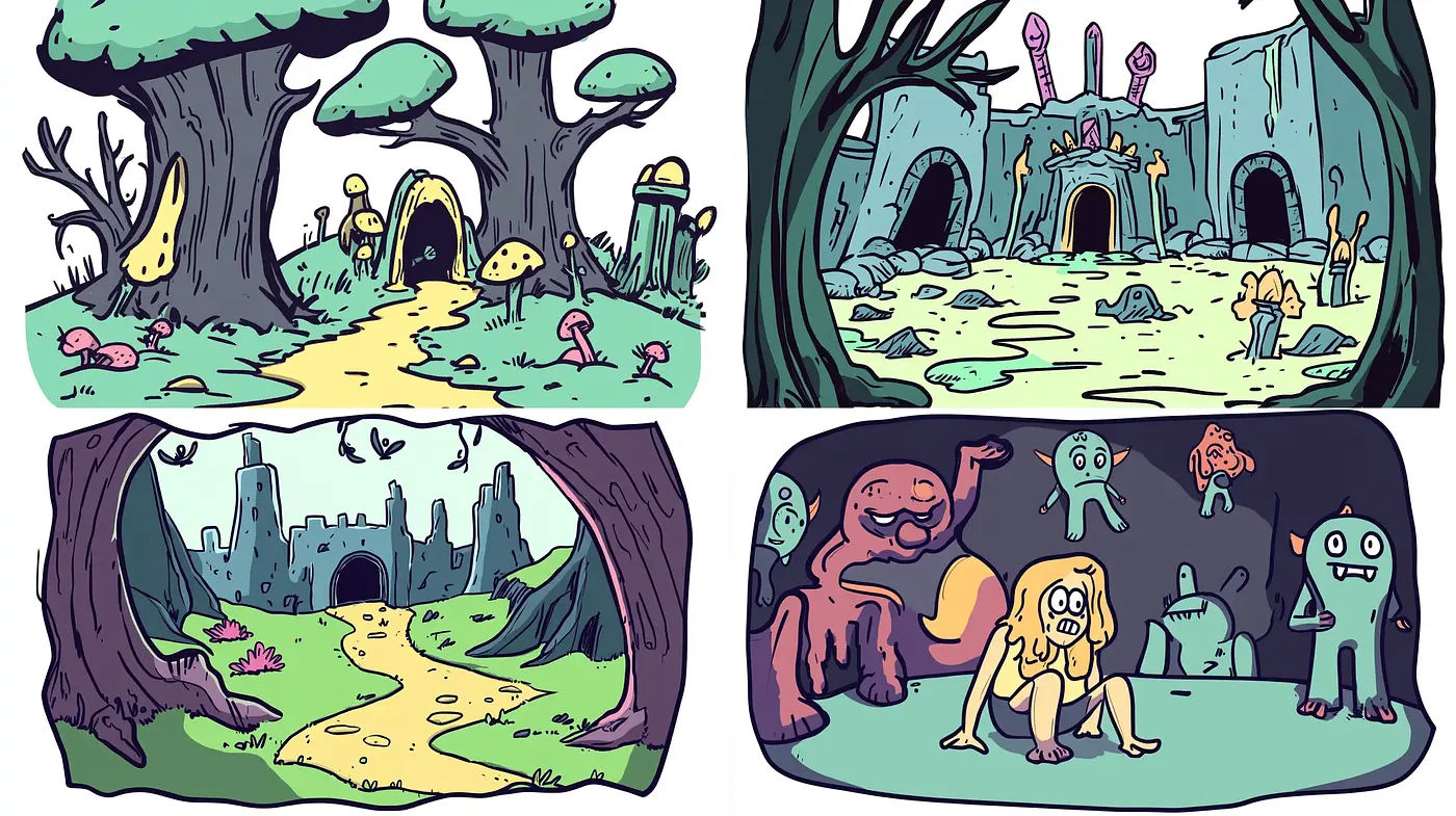 Enchanted Storybook Whimsey: A Fusion of Fantasy Cartooning and Pastel Hues - Midjourney sref style
