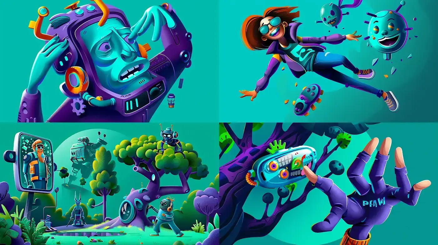 Vibrant and Quirky Tech-Inspired Illustrations with a Pop Art Influence - Midjourney sref style