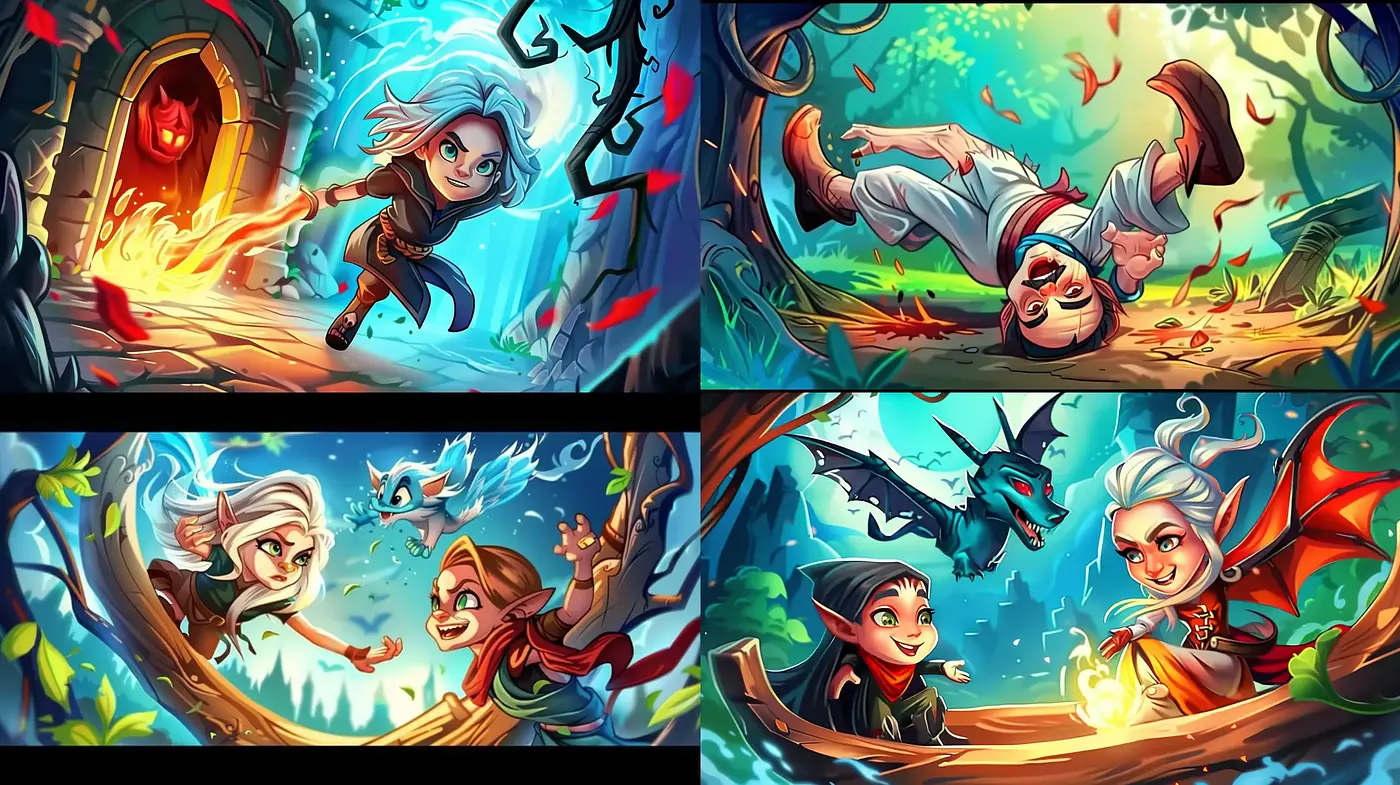 Vibrant Fantasy Storybook Illustration - Midjourney sref style