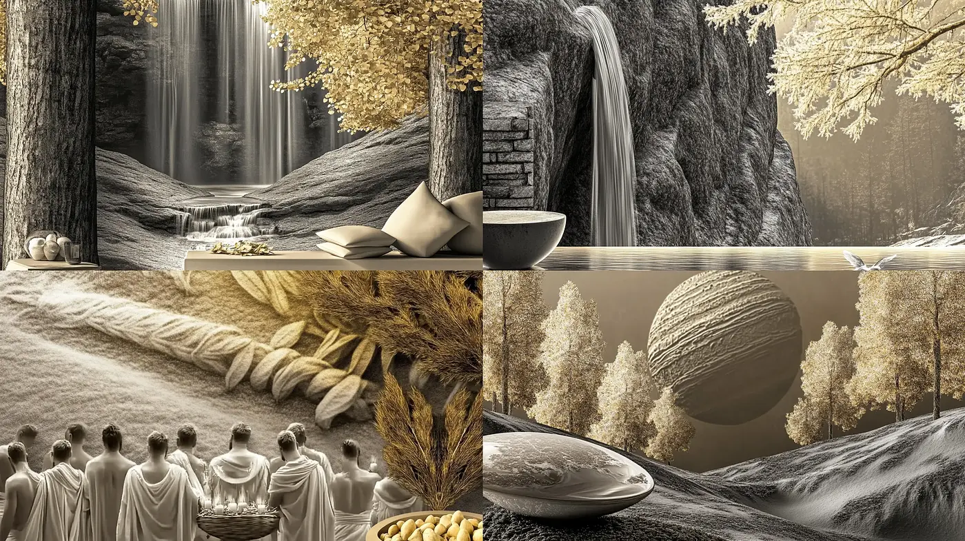 Sepia-Toned Serenity: A Fusion of Classical Ambience and Surreal Landscapes - Midjourney sref style