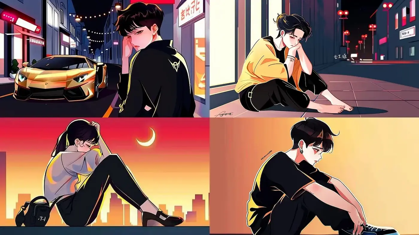 Stylized urban scenes with emotional depth and vibrant hues - Midjourney sref style