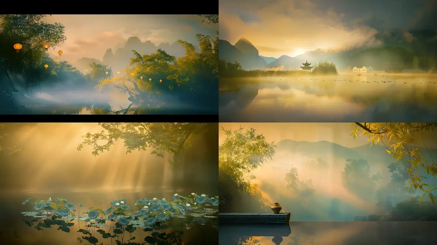 Ethereal Dawn: A Homage to Tranquil Mornings in a Consistent Palette - Midjourney sref style