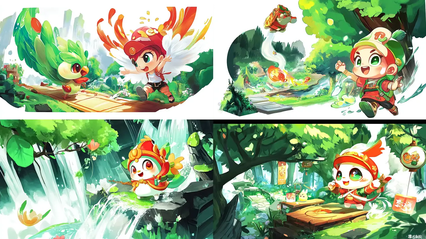 Enchanting Lush Greenery in Whimsical Cartoon Style - Midjourney sref style